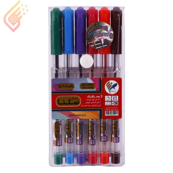 خودکار رنگی سلنا مدلی Selena SP120 0.7mm بسته 6 عددی