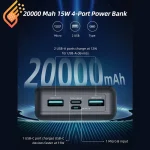 پاوربانک راوپاور مدل RAVPOWER RP-PB1216 ظرفیت 20000میلی آمپر