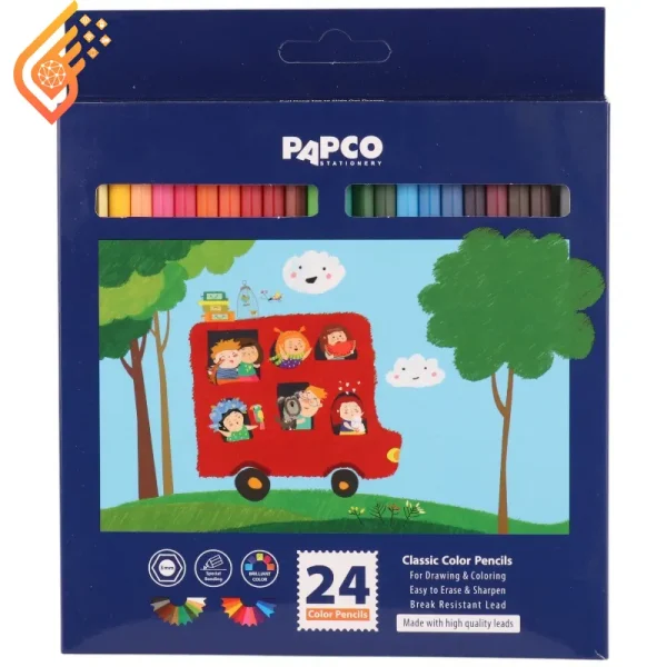 مداد رنگی 24 رنگ پاپکو مدل Papco PS-26LCB2402