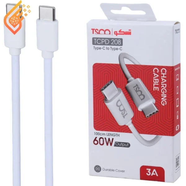 کابل دو سر تایپ سی 60 وات تسکو مدل TSCO TCPD 208