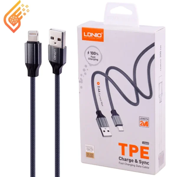 کابل لایتنینگ فست شارژ 2.4 آمپر الدینیو مدل LDNIO LS442