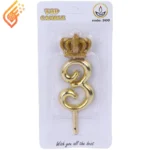 شمع تولد عدد تاج دار طلایی تاپ کندل