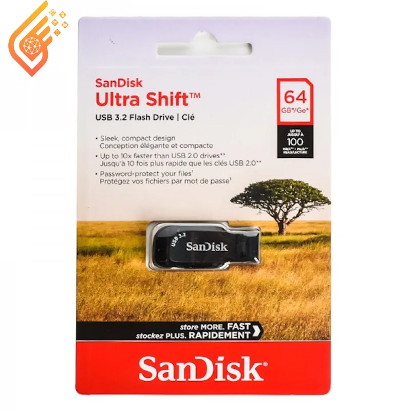 فلش مموری 64 گیگ سن دیسک مدل Sandisk Ultra Shift USB3.2 فلش مموری 64 گیگ سن دیسک مدل Sandisk Ultra Shift USB3.2