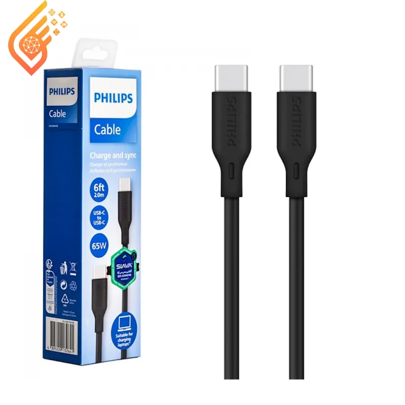 کابل تایپ سی به تایپ سی فیلیپس اورجینال 2 متر مدل PHILIPS DLC4561CB (2) کابل تایپ سی به تایپ سی فیلیپس اورجینال 2 متر مدل PHILIPS DLC4561CB