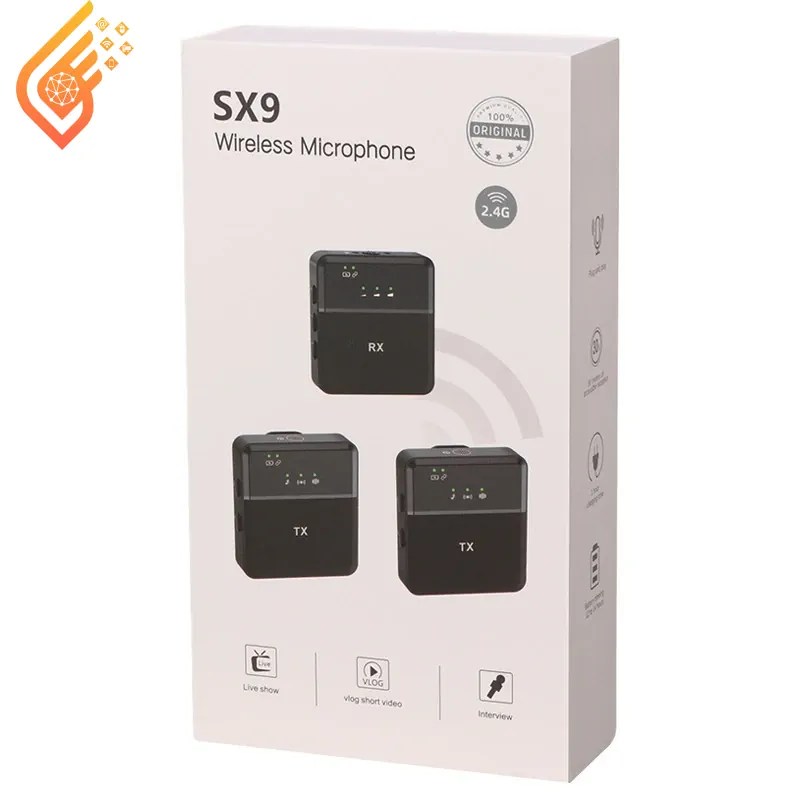 میکروفون یقه ای بی سیم دوتایی لایتنینگ SX9 Lightning3.5mm (7) میکروفون یقه ای بی سیم دوتایی لایتنینگ SX9 Lightning3.5mm